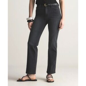 Quince Bella Stretch Straight Ankle Jeans High Rise Womens Size 31 Black Chic